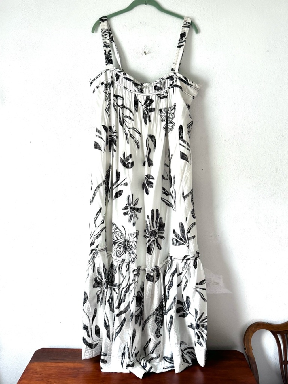 NWT Anthropologie Square-Neck Waistless Hawaiian Tropical Floral Midi Dress - Picture 2 of 15